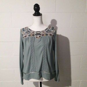 Knox Rose Embroidered Long Sleeve Top